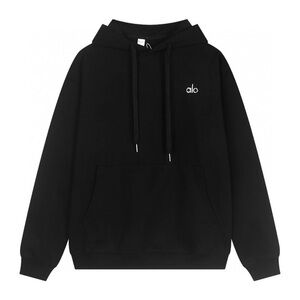 ALO Yoga Black Pullover Hoodie with Small Logo